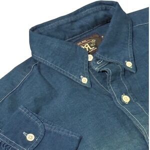 RRL Ralph‎ Lauren Indigo Chambroy Denim Button Down Shirt Mens XS Long Sleeve